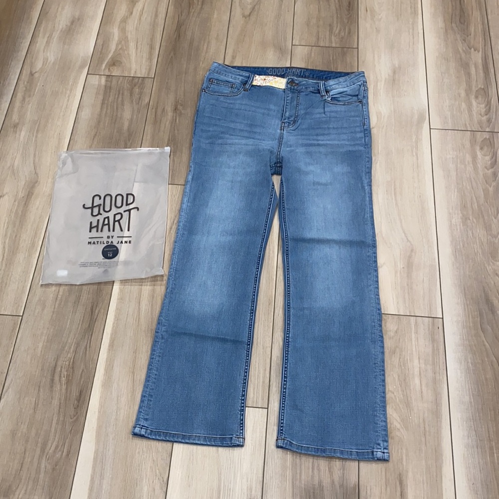 New Matilda Jane MJC Jeans with patchwork paisley design Size 12 Women’s NWT